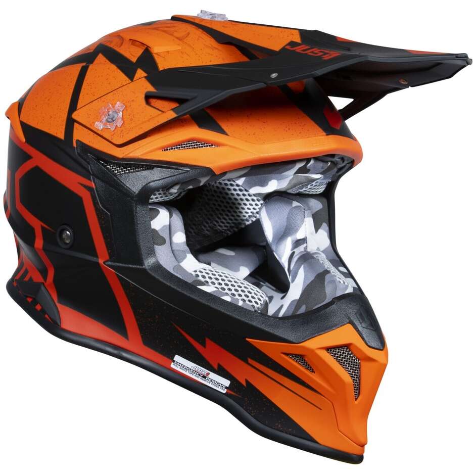 Casco cross JUST1 J39 POSEIDON FLUO Arancione Rosso ORANGE RED helmet casque