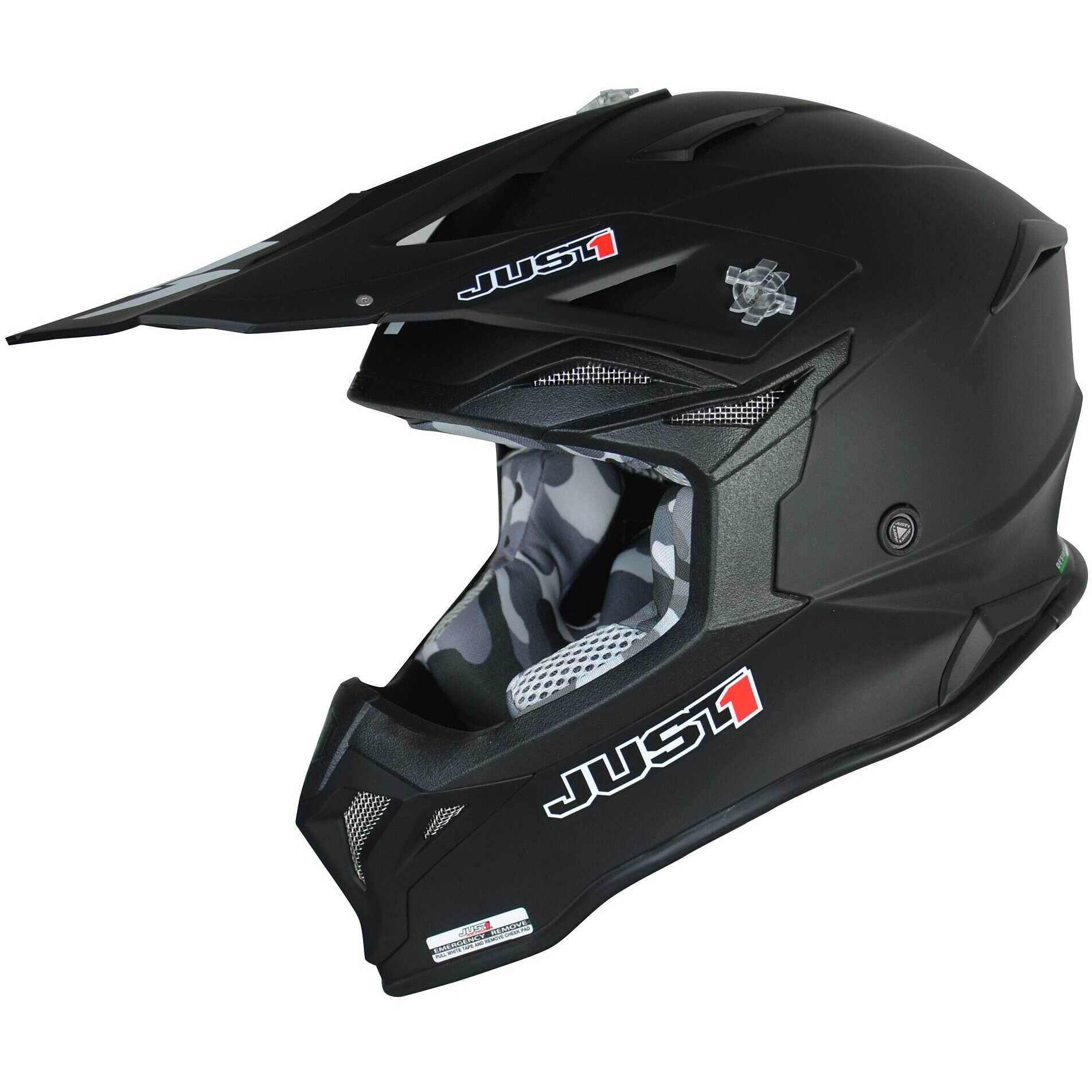 Casco cross JUST1 J39 nero opaco black matt helmet casque