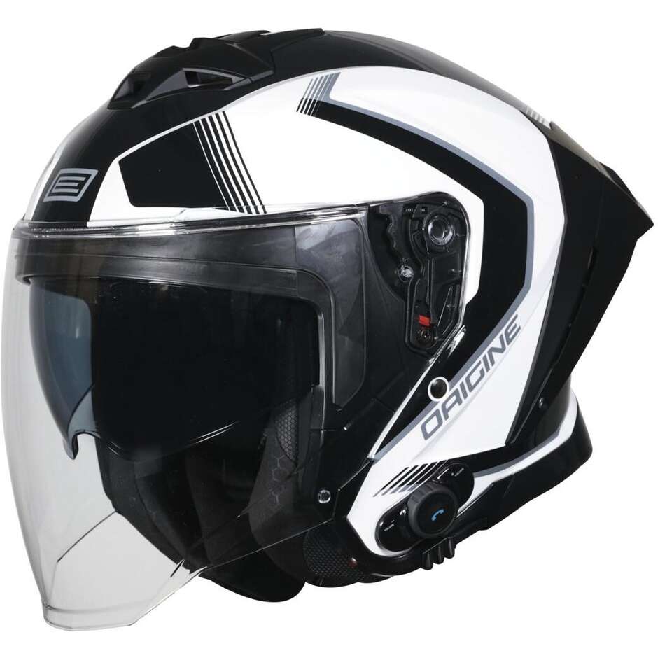 Casco JET Origine Aprica BT Essential nero bianco black white interfono integrato helmet