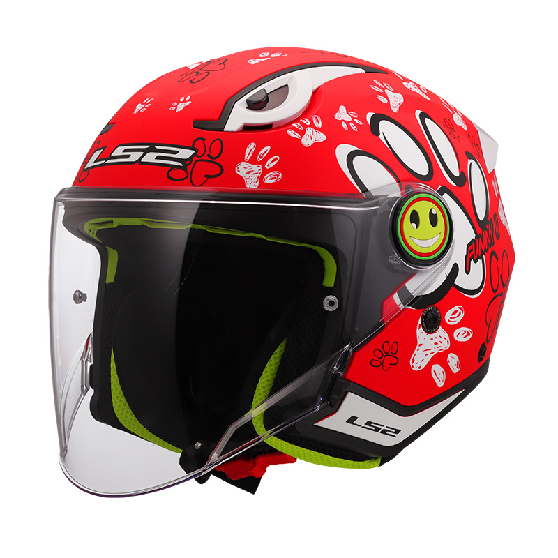 Casco jet bambino Junior LS2 OF622 Funny 2 Paws Rosso Red helmet