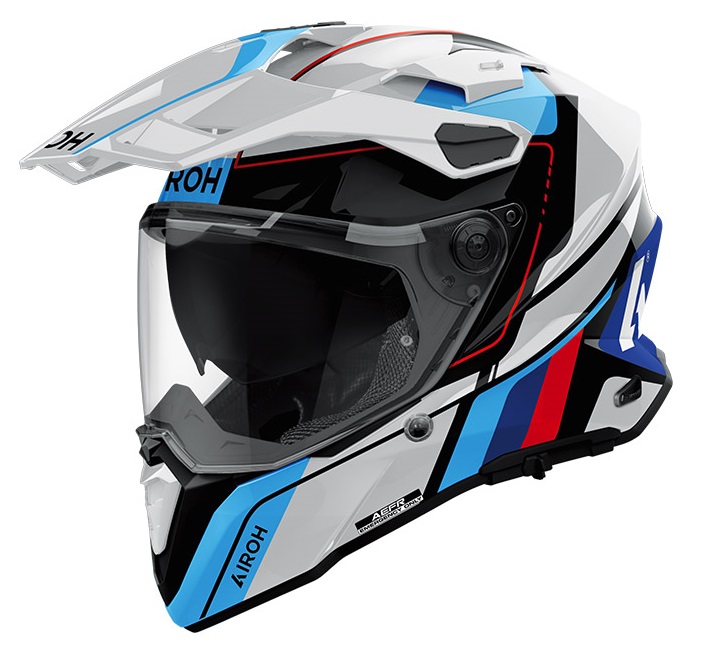 Casco Airoh Commander 2 SKIP bianco rosso blu white red integrale moto on off adventure enduro motard helmet casque