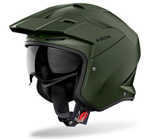 Casco jet moto Airoh Kombakt Color verde military green helmet casque
