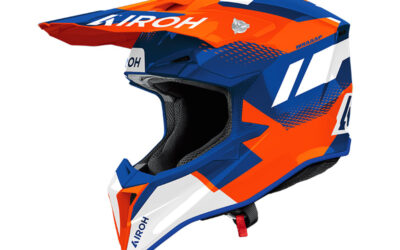 Casco moto cross Airoh Wraaap Vision Orange blu enduro motard off road helmet casque
