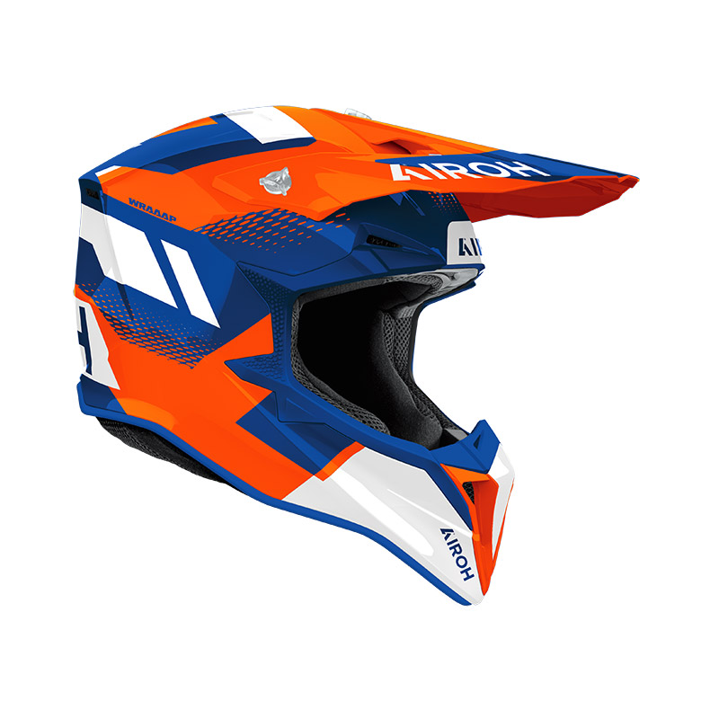 Casco moto cross Airoh Wraaap Vision arancione blu orange enduro motard off road helmet casque