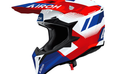 Casco moto cross Airoh Wraaap Vision white red blu enduro motard off road helmet casque
