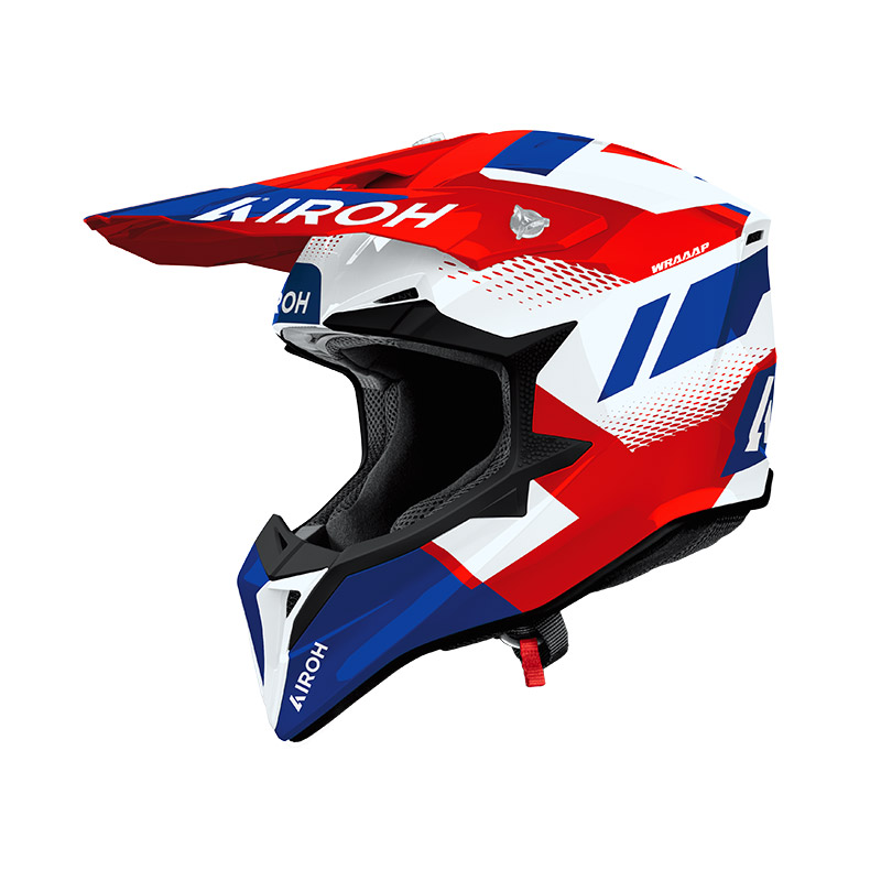 Casco moto cross Airoh Wraaap Vision bianco rosso blu white red enduro motard off road helmet casque