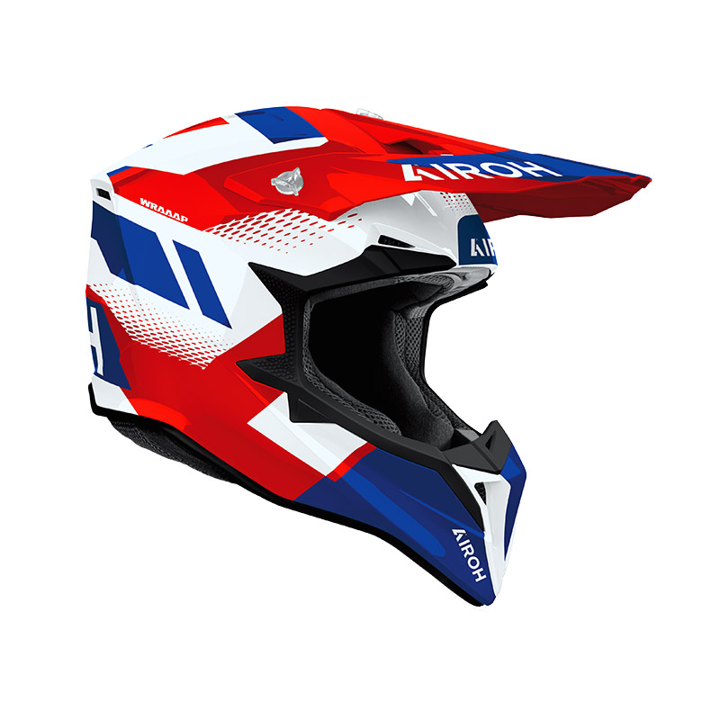 Casco moto cross Airoh Wraaap Vision bianco rosso blu white red enduro motard off road helmet casque