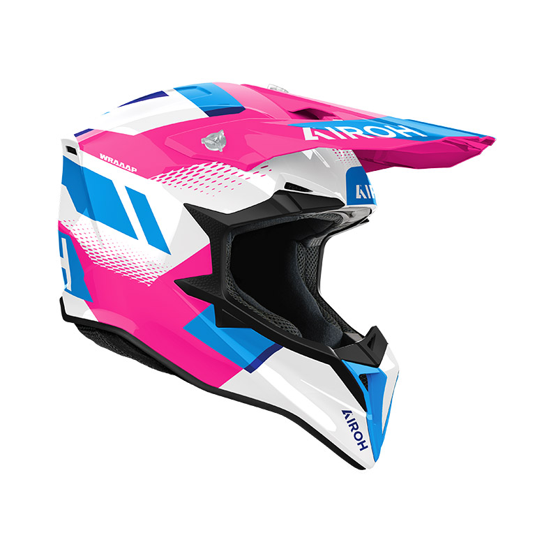Casco moto cross Airoh Wraaap Vision Pink enduro motard off road helmet casque
