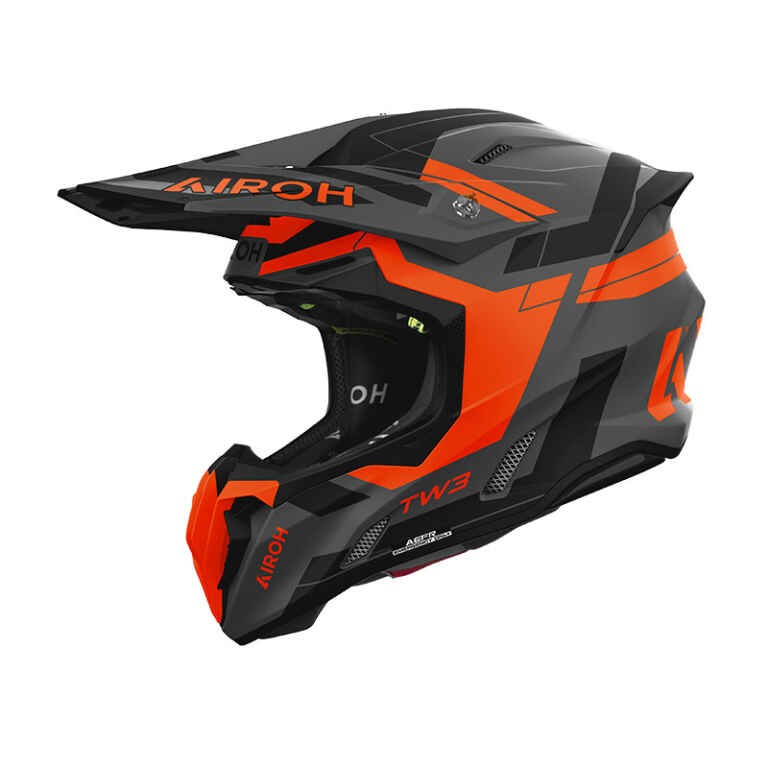Casco moto cross Airoh Twist 3 Dynasty Matt arancione orange helmet casque enduro motard off road fuoristrada