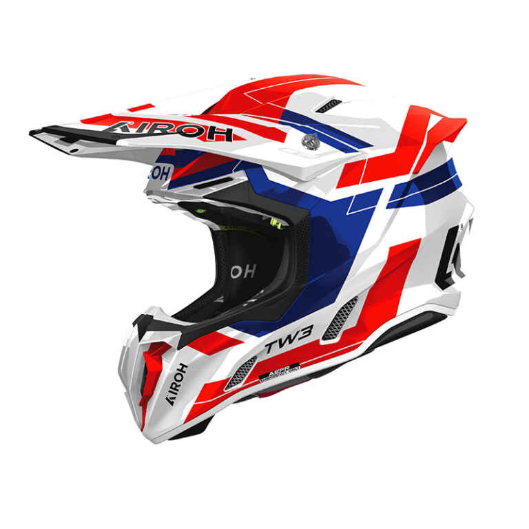 Casco moto cross Airoh Twist 3 Dynasty Bianco rosso blu red white helmet casque enduro motard off road fuoristrada