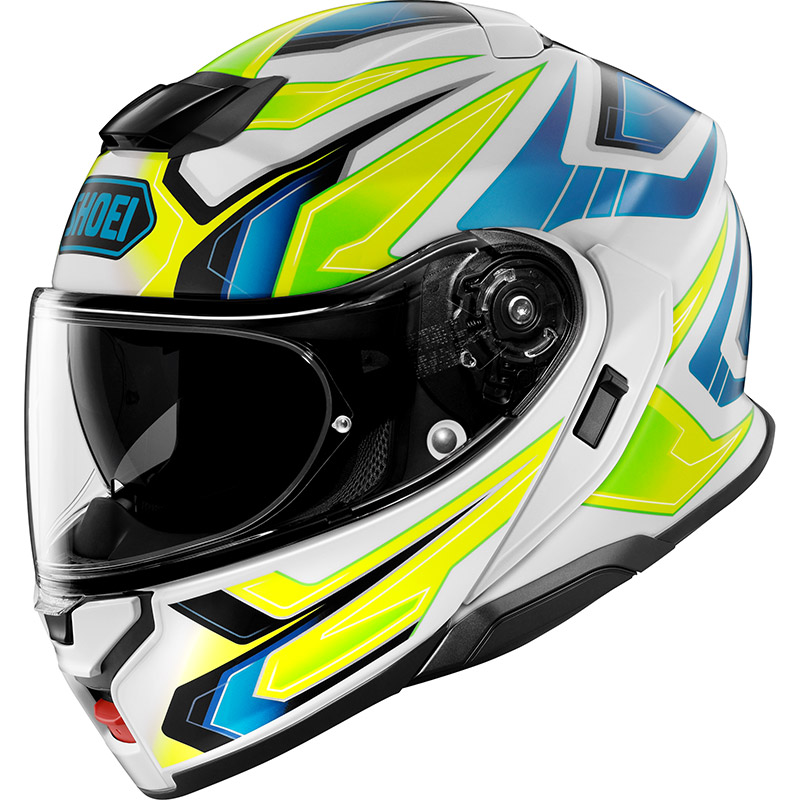 Casco modulare moto Shoei Neotec 3 Anthem TC-3 bianco giallo blu white yellow flip up helmet casque