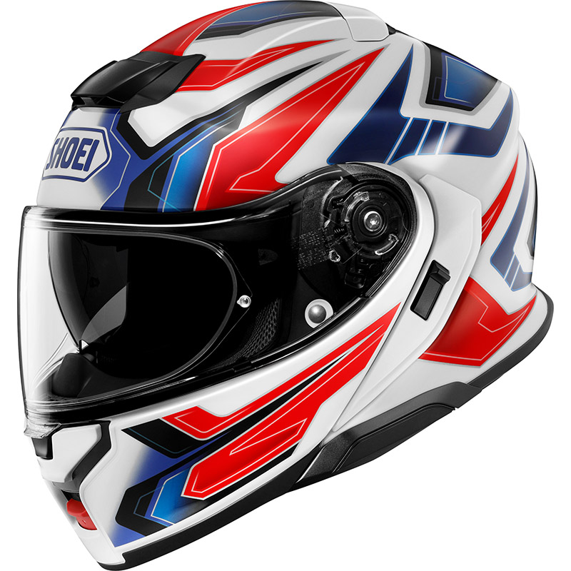 Casco modulare moto Shoei Neotec 3 Anthem TC-10 bianco rosso blu white red flip up helmet casque